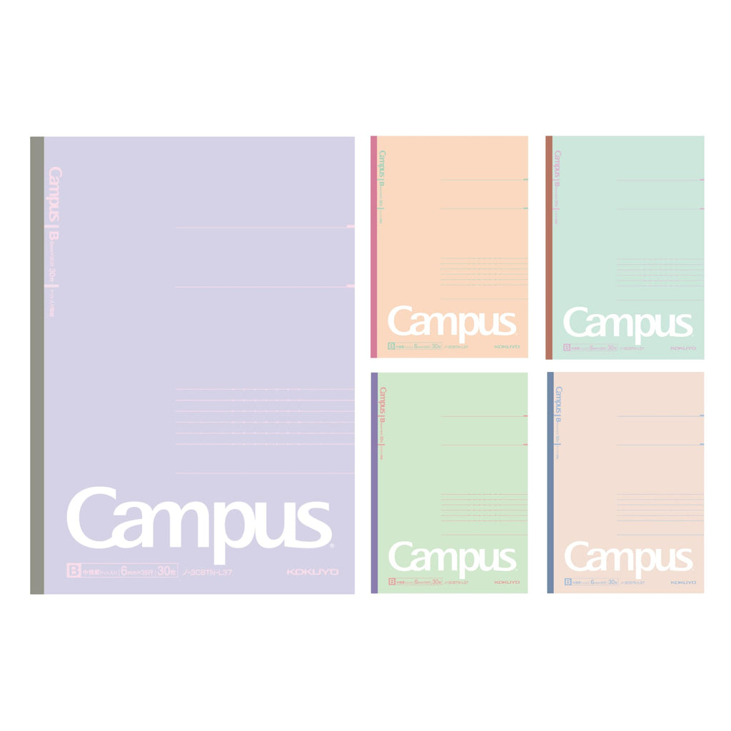 Kokuyo Campus Notebook -Pack of 5 - 6 mm Lined with Dots - 30 Sheets - B5 - Mineral Color Limited Edition