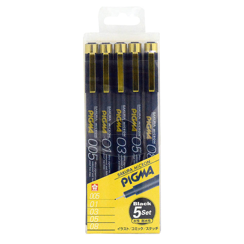 Sakura Pigma Micron Fineliner 5-Piece Set - Black Ink