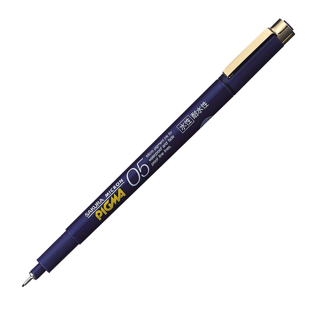 Sakura Pigma Micron Fineliner Pen - Black Ink - Navy Body - 05