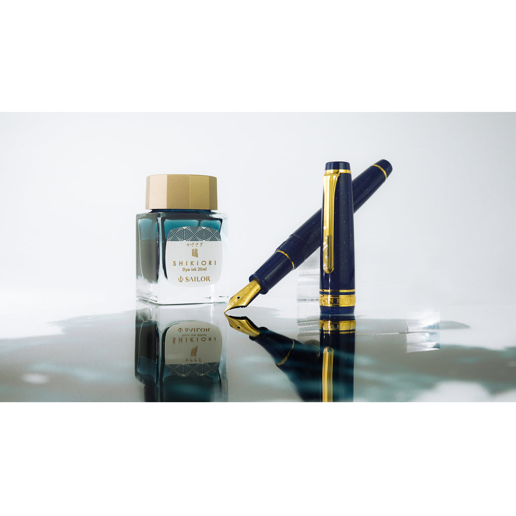 Sailor Shikiori Fairy Tale Fountain Pen - Weaver Fairy - 14K Gold - Medium Fine Nib - Sparkle Navy