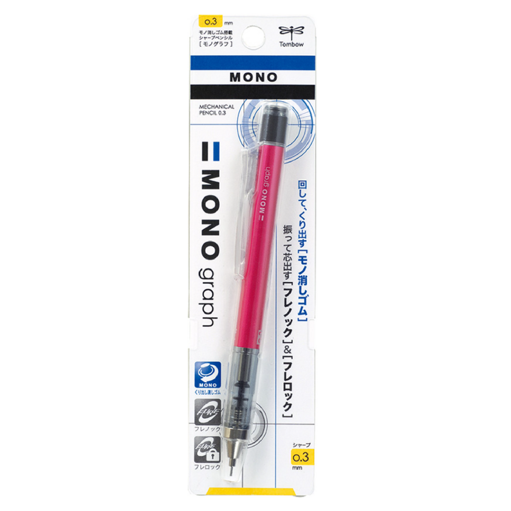 Tombow MONO Graph Shaker Mechanical Pencil - 0.3 mm - Magenta