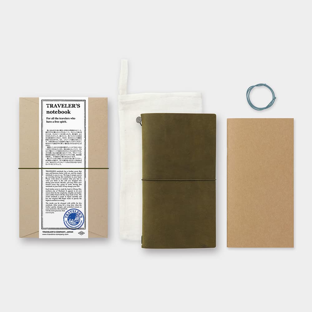 Traveler's Company Traveler's Notebook Starter Kit - Olive Leather - Regular Size - Blank 1