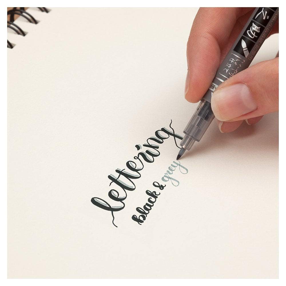 Tombow Fudenosuke Twin - S Brush Pen - Soft Tip - Black & Gray Ink - TOMBOW GCD - 121 - IRO