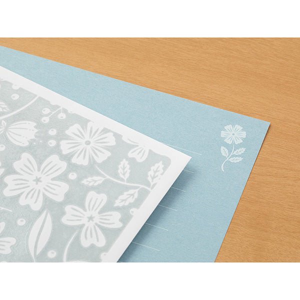 Midori Letter Set - Floral Pattern / Light Blue - MIDORI 86500006 - IRO