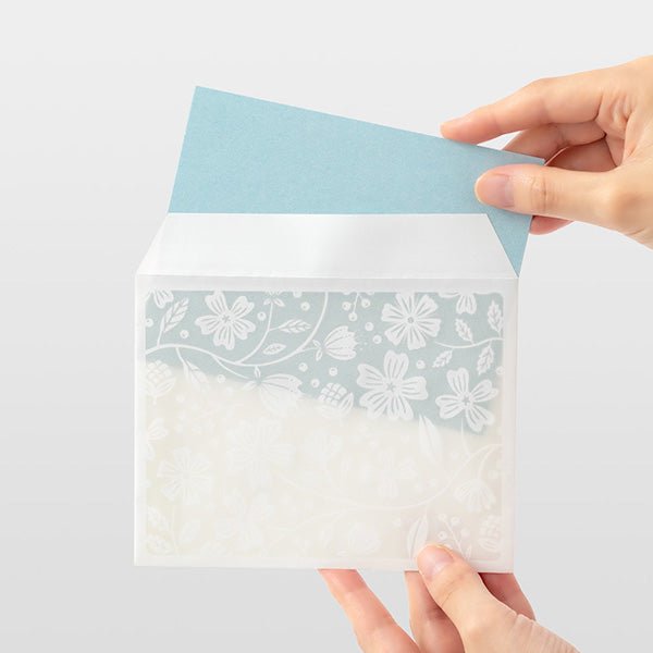 Midori Letter Set - Floral Pattern / Light Blue - MIDORI 86500006 - IRO