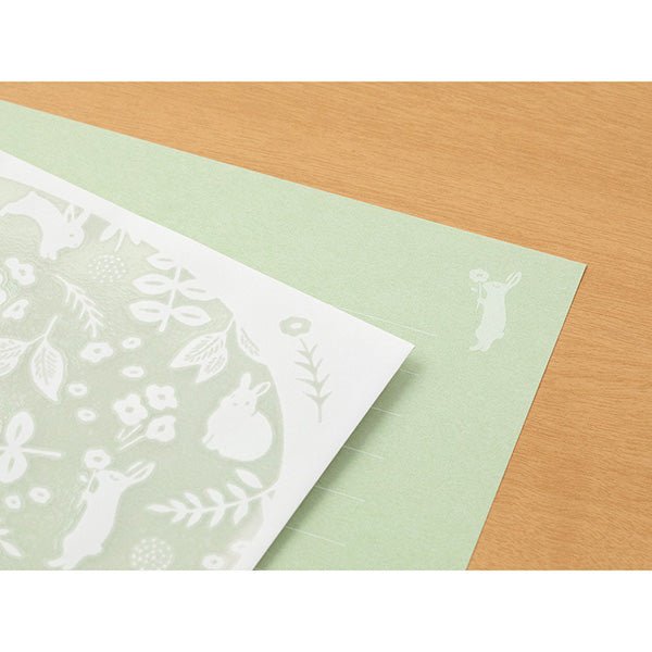 Midori Letter Set - Rabbit Pattern / Light Green - MIDORI 86501006 - IRO