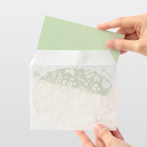 Midori Letter Set - Rabbit Pattern / Light Green - MIDORI 86501006 - IRO