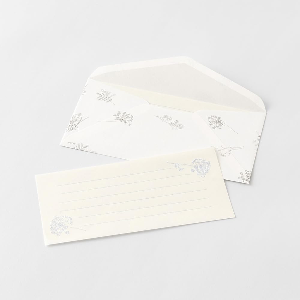 Midori Notepad with Envelopes - Floral / White - MD Paper - MIDORI 89572006 - IRO