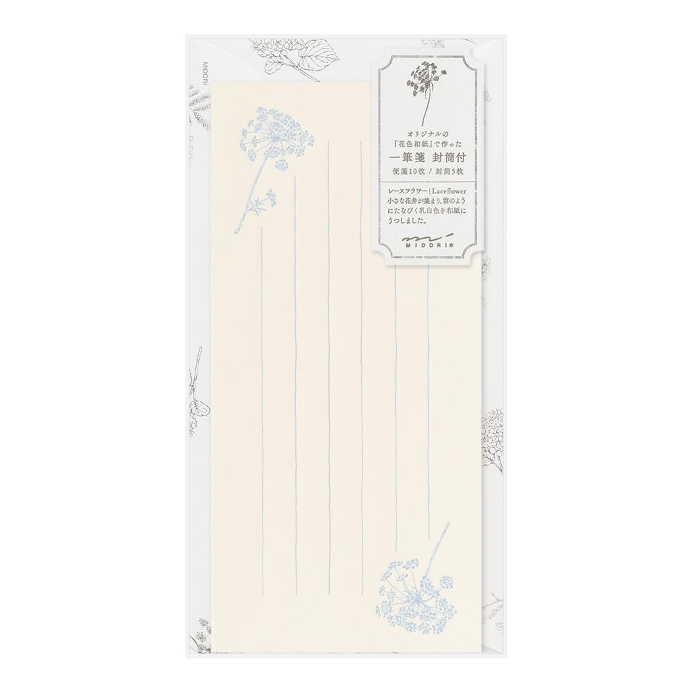 Midori Notepad with Envelopes - Floral / White - MD Paper - MIDORI 89572006 - IRO