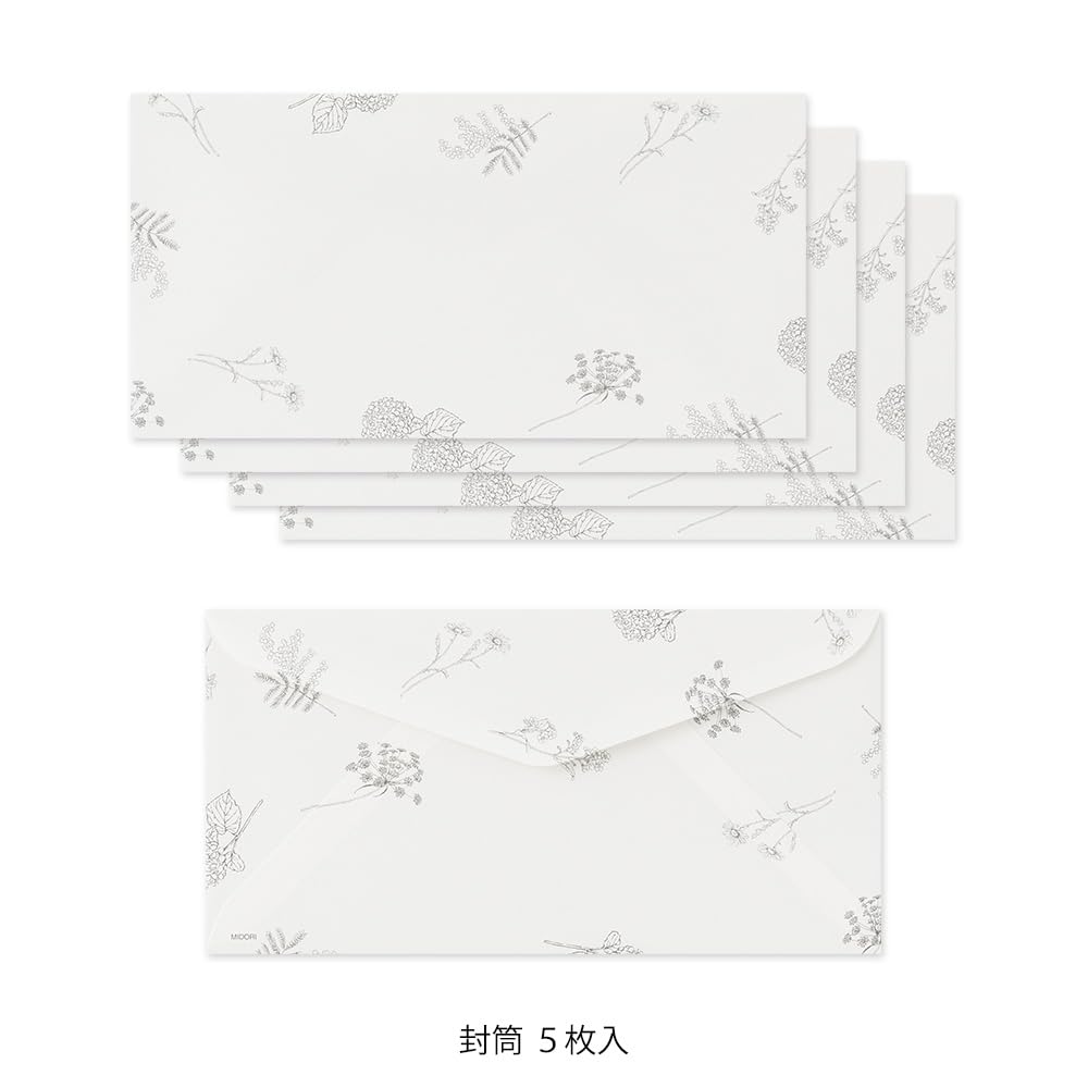 Midori Notepad with Envelopes - Floral / White - MD Paper - MIDORI 89572006 - IRO