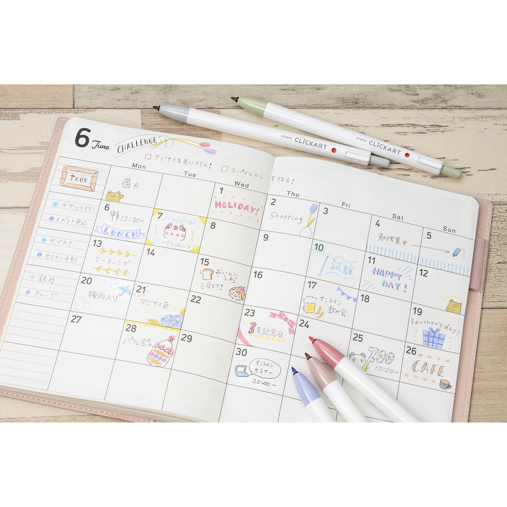 Zebra Click Art Marker - 12 Pastel Color Set - ZEBRA WYSS22 - 12CPL - IRO