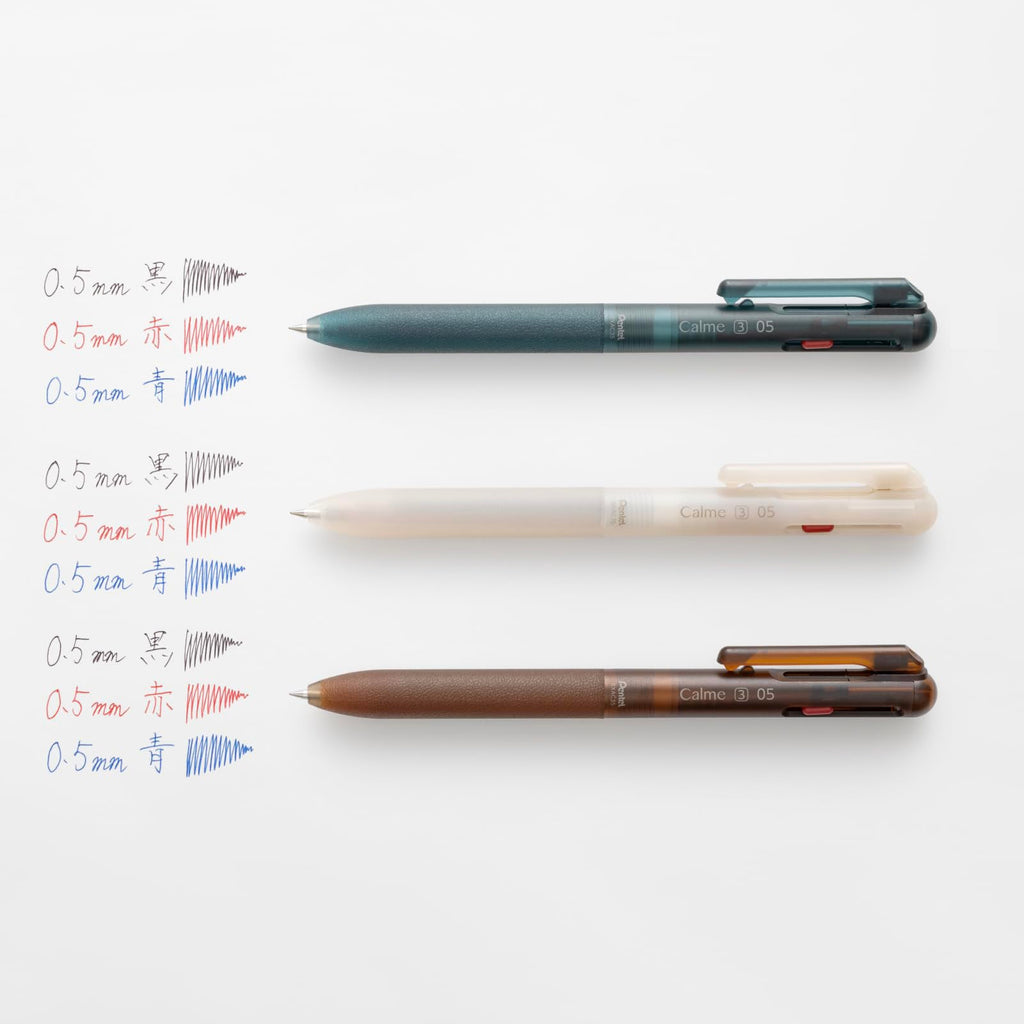 Pentel Calme 3 - Color Multi Ballpoint Pen - Relaxed Frost Series - Limited Edition - 0.5mm Sea Blue - PENTEL BXAC35L3 - IRO