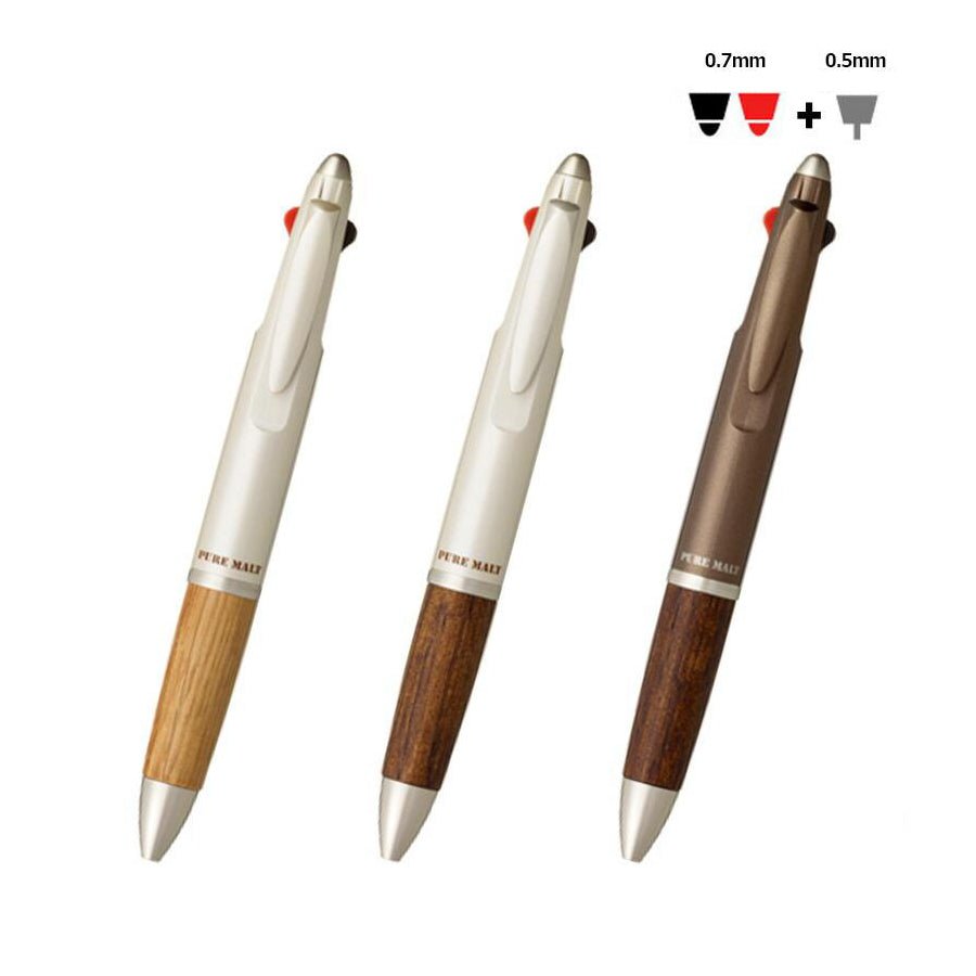 Uni Jetstream PURE MALT 3 - Function Ballpoint Pen - 0.7mm Red/Black Ballpoint & 0.5 Pencil Dark Brown - UNI MSXE310050722 - IRO