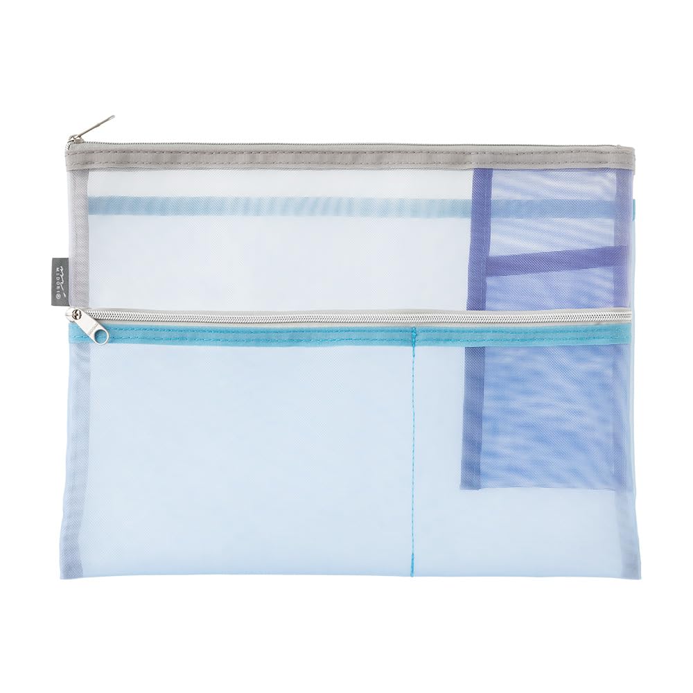 Midori Pen & Tool Pouch - B5 - Mesh Light Blue - MIDORI 53356006 - IRO