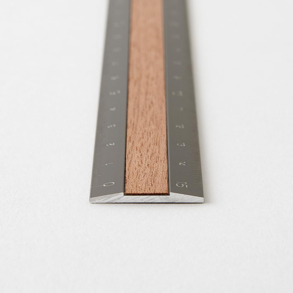 Midori Aluminum & Wood Ruler - 15cm - Gray - MIDORI 42304006 - IRO