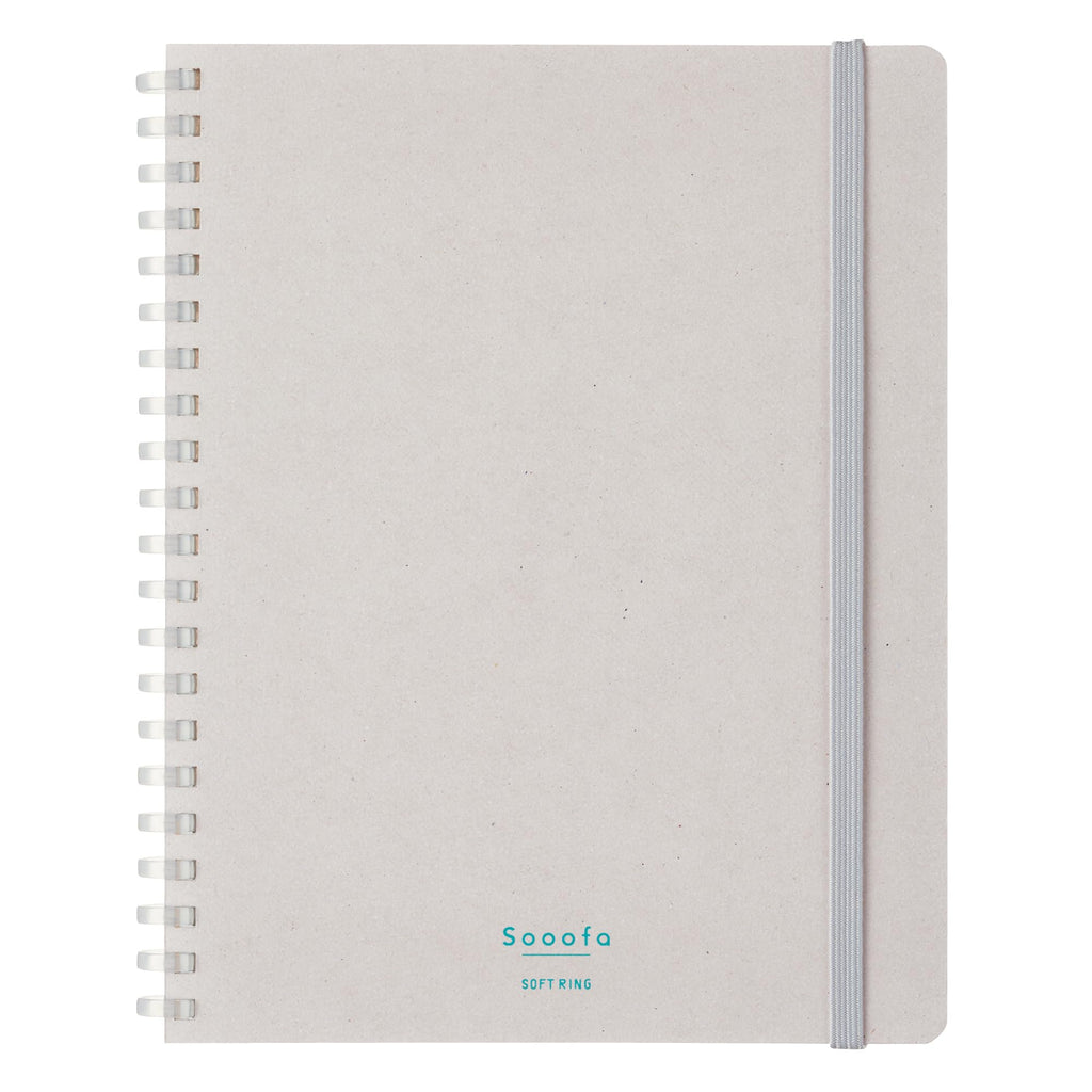 Kokuyo Sooofa Soft Ring Notebook - 4 mm grid - 80 Sheets - Wide B6 - Light Grey