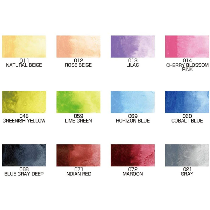 Kuretake Gansai Tambi Watercolor Palette - 12 New Color Set - KURETAKE MC20/12V/NW - IRO