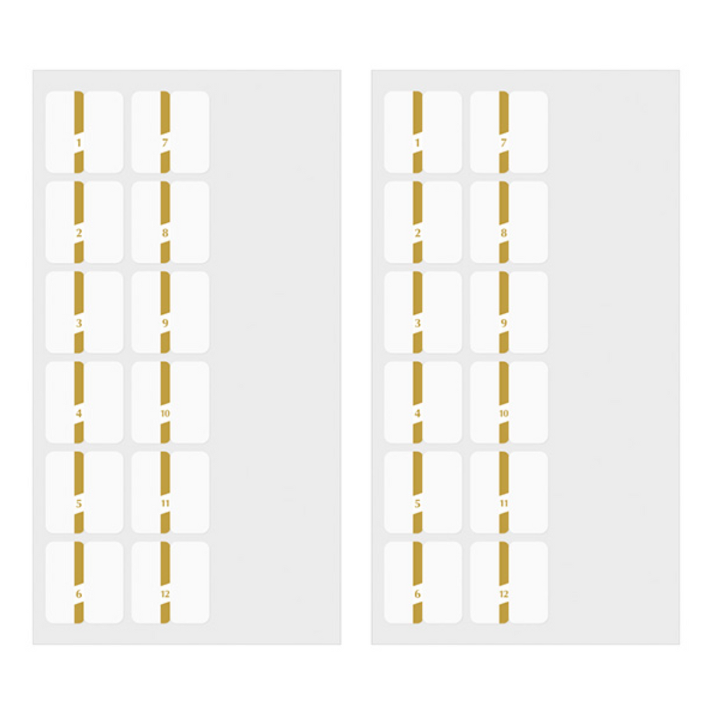 Index Tabs & Dividers Midori Chiratto Index Tab - Golden - Numbers - 2 Sheets (24 Pieces) - Medium MIDORI 82320006