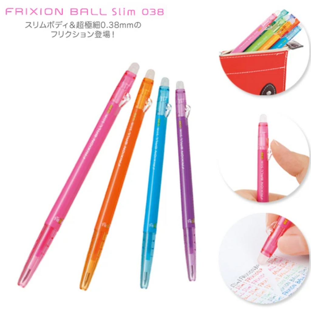 Gel Pens Pilot FriXion Ball Slim Gel Pen - 0.38 mm - 10 New Color - Erasable Apricot Orange PILOT LFBS-18UF-AO