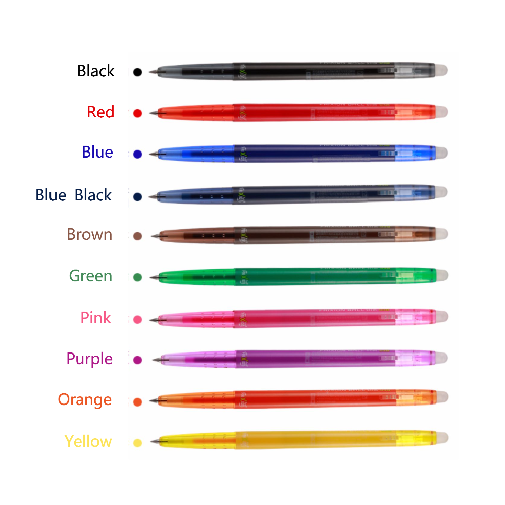 Gel Pens Pilot FriXion Ball Slim Gel Pen - 0.38 mm - 10 Color - Erasable Black PILOT LFBS-18UF-B