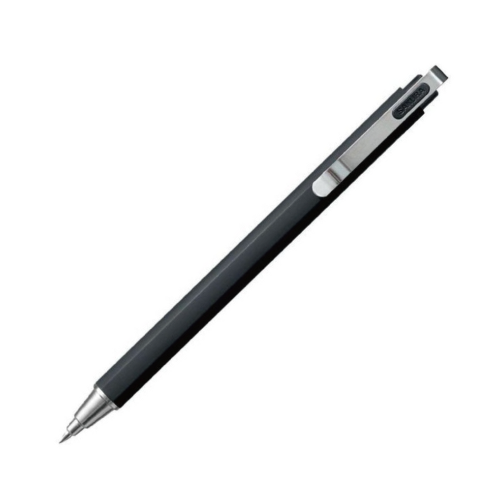 Gel Pens - Sakura Ballsign iD PLUS Gel Pen - 0.5 mm - Black Matte / White Metal - Pure Black - SAKURA GBR355#49 | IRO