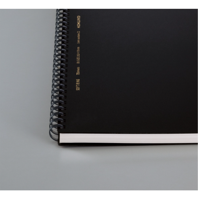 Notebooks Kokuyo Soft-Ring 5mm Grid Notebook - Black - Cut Off - Thicker 70 sheets - Slim B5 KOKUYO SU-SV407S5-D