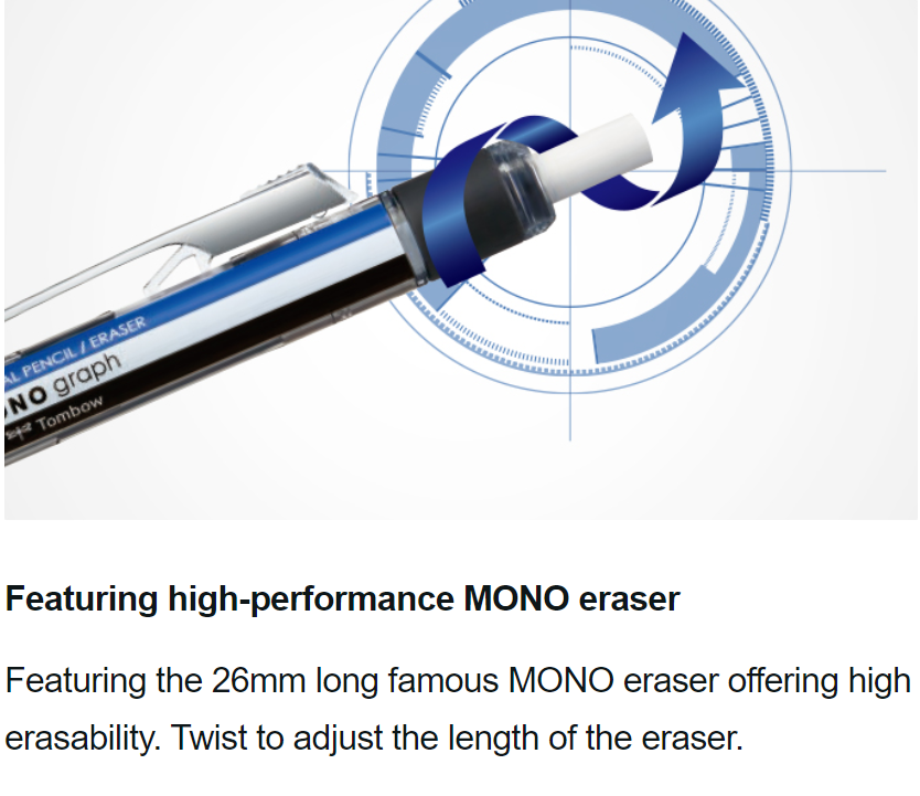Mechanical Pencils Tombow MONO Graph Shaker Mechanical Pencil - Rubber Grip - 0.5 mm - Mono Color TOMBOW DPA-141A