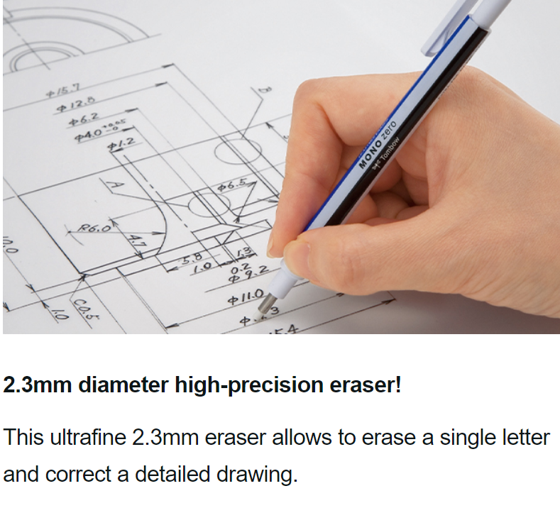 Tombow Mono Zero Eraser - 2.3 mm - Round - TOMBOW EH - KUR - IRO