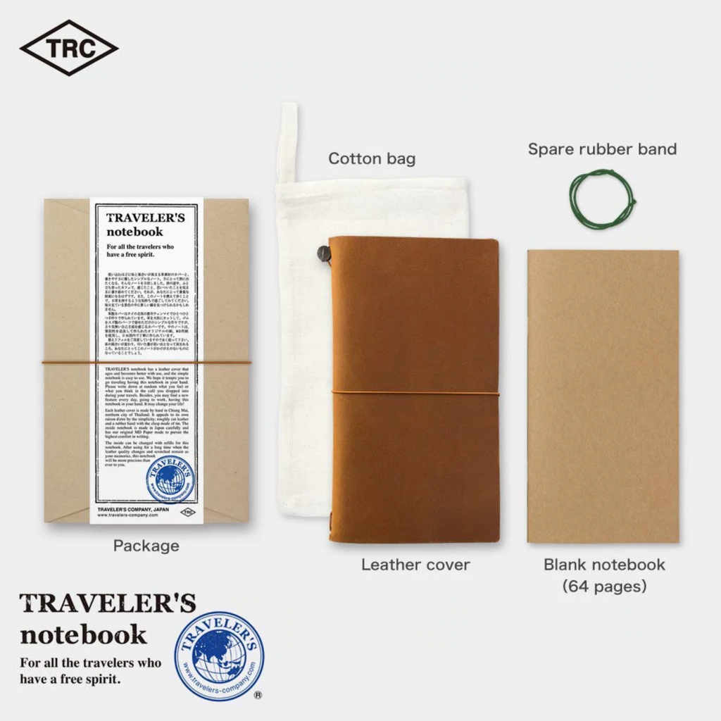 Traveler's Company Traveler's Notebook Starter Kit - Camel Leather - Regular Size - Blank - TRC 15193006 - IRO