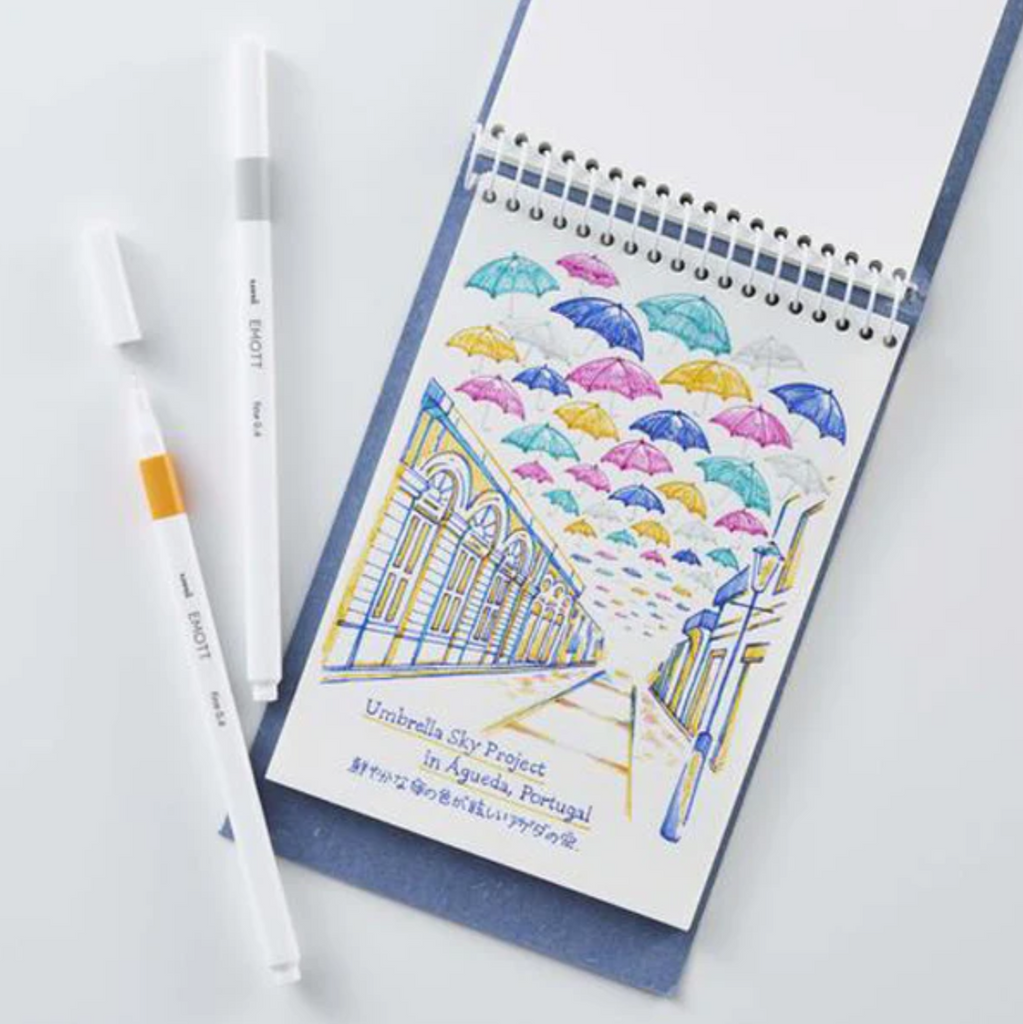 Uni EMOTT Bleeding Resistant Fineliner - 0.4 mm - 5 Color Set No.12 Virtual - UNI PEMSY 5C.NO12 - IRO