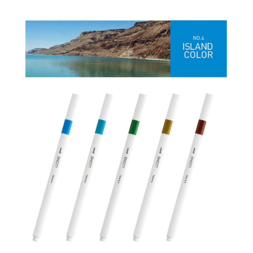 Uni EMOTT Bleeding Resistant Fineliner - 0.4 mm - 5 Color Set No.4 Island - UNI PEMSY 5C.NO4 - IRO