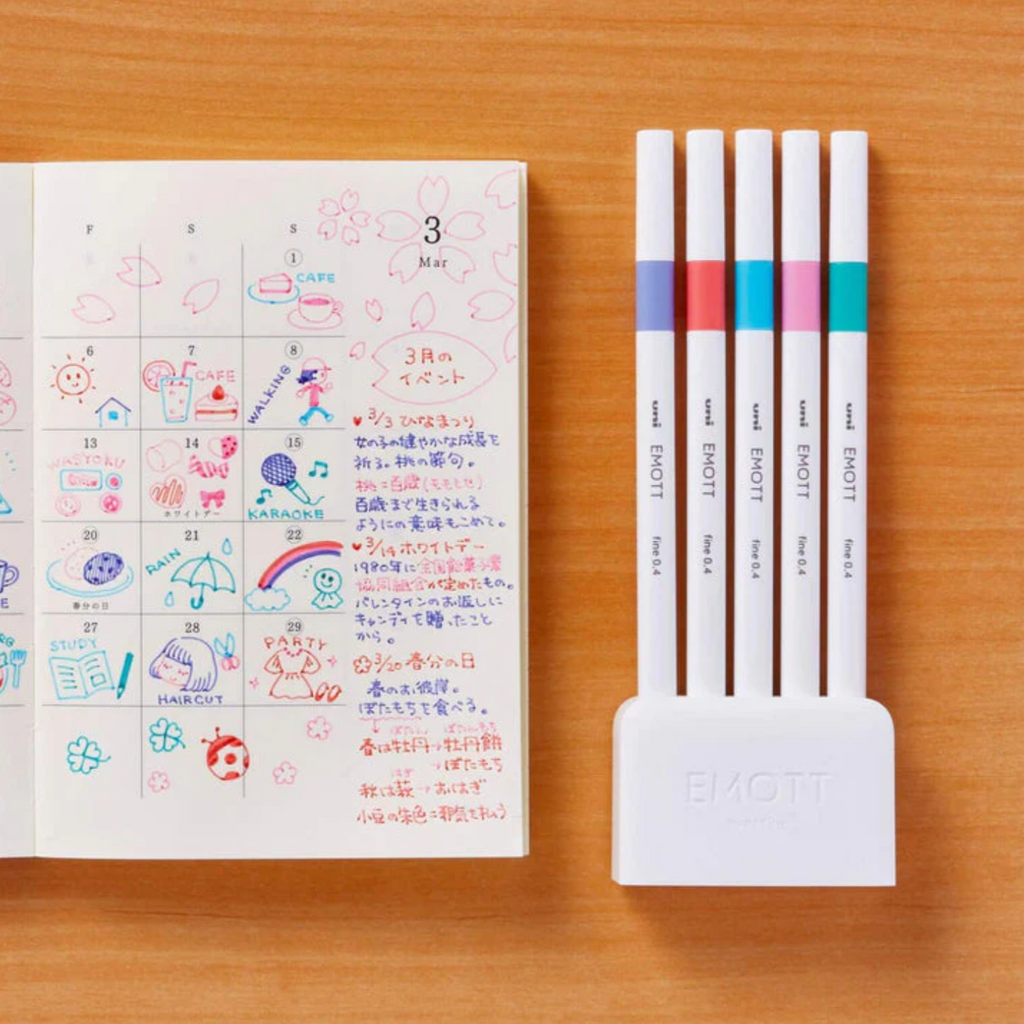 Uni EMOTT Bleeding Resistant Fineliner - 0.4 mm - 5 Color Set No.5 Candy Pop - UNI PEMSY 5C.NO5 - IRO