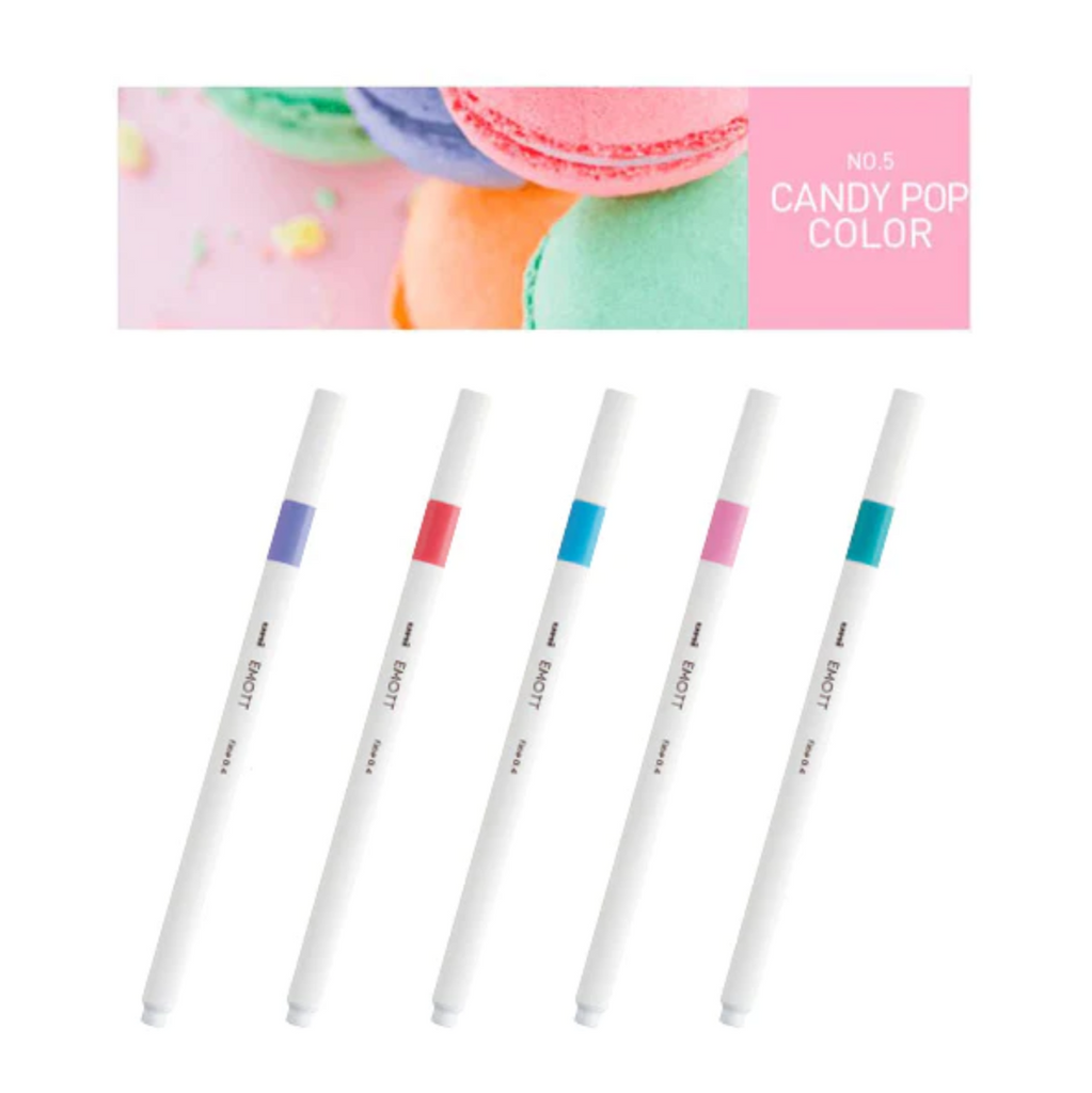 Uni EMOTT Bleeding Resistant Fineliner - 0.4 mm - 5 Color Set No.5 Candy Pop - UNI PEMSY 5C.NO5 - IRO