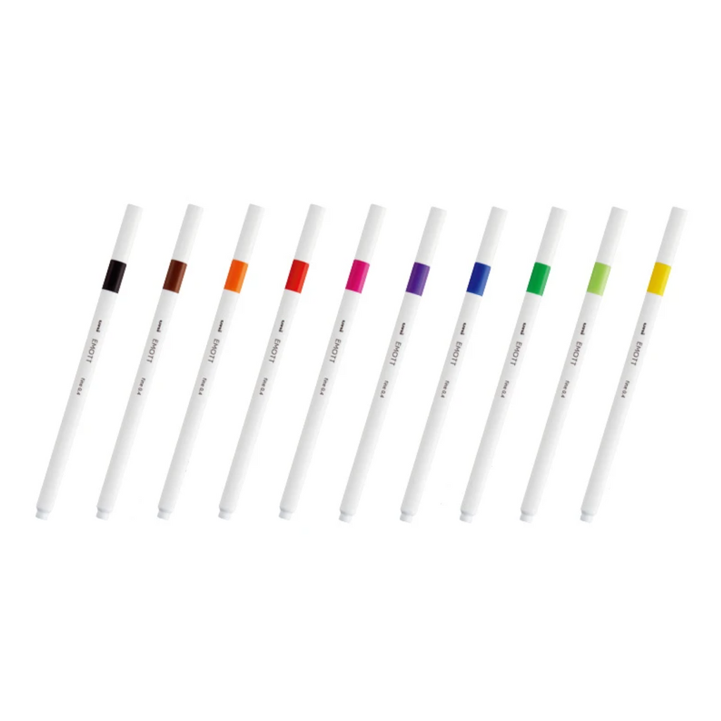 Markers Uni EMOTT Bleeding Resistant Fineliner - 10 Bright Color Set - No.1 - 0.4 mm UNI PEMSY 10C.NO1