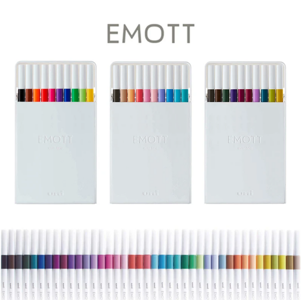 Markers Uni EMOTT Bleeding Resistant Fineliner - 10 Bright Color Set - No.1 - 0.4 mm UNI PEMSY 10C.NO1