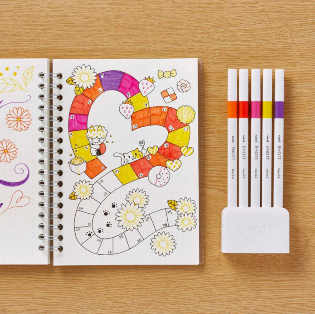 Uni EMOTT Bleeding Resistant Fineliner - 0.4 mm - 5 Color Set No.2 Passion - UNI PEMSY 5C.NO2 - IRO