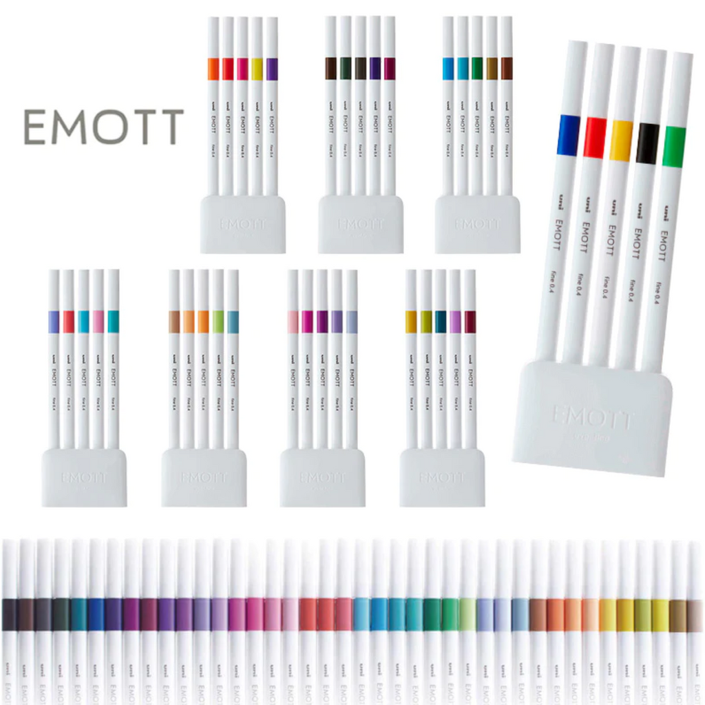 Uni EMOTT Bleeding Resistant Fineliner - 0.4 mm - 5 Color Set No.4 Island - UNI PEMSY 5C.NO4 - IRO