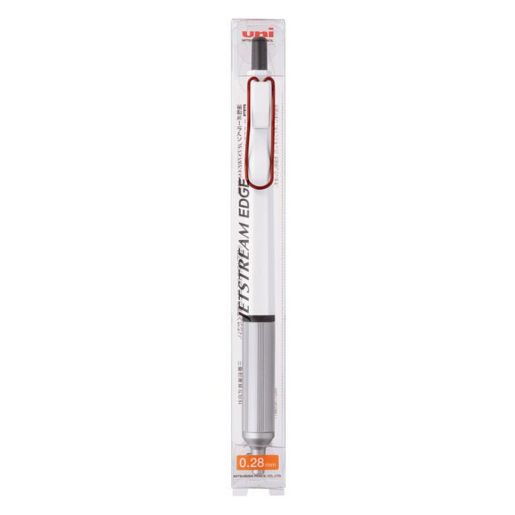 Ballpoint Pens - Uni Jetstream Edge Ballpoint Pen - Black Ink - 0.28 mm - White Red - UNI SXN100328W.15 | IRO