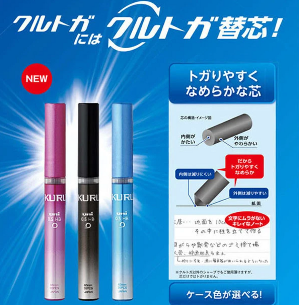 Pencil Leads Uni Kuru Toga Lead - Blue Case - 2B / B / HB - 0.5mm 2B UNI U052032B.33