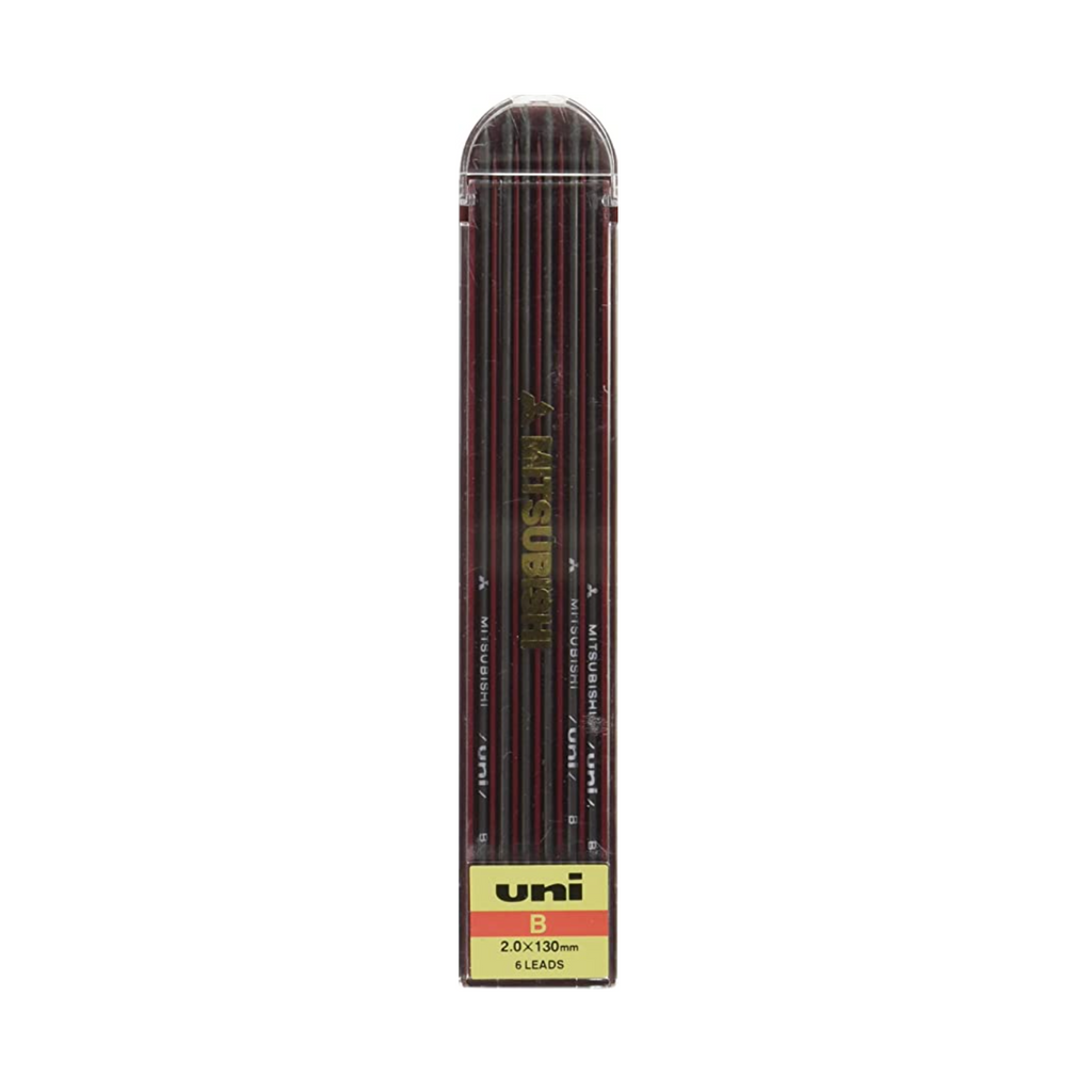 Pencil Leads Uni Mitsubishi 2 mm Lead Refill - Pack of 6 - HB / B / 2B / RED B UNI ULNB