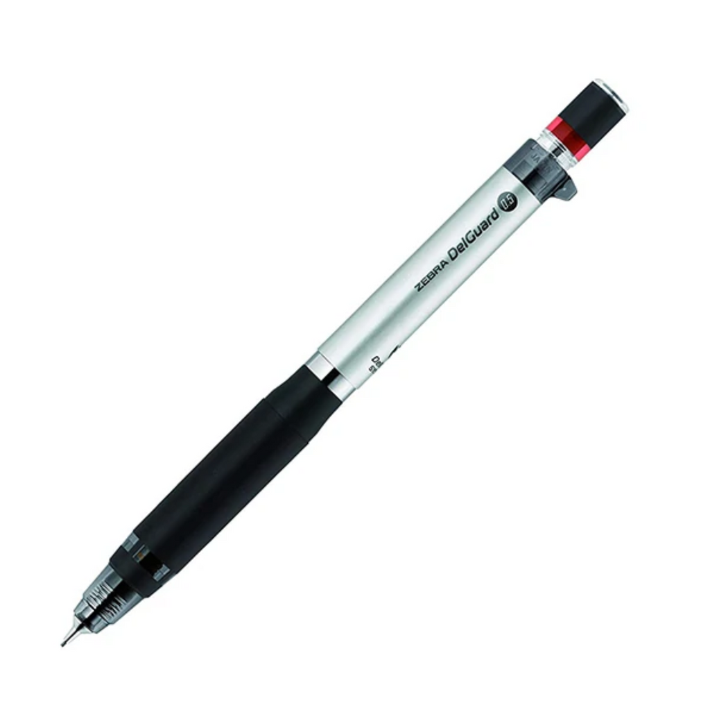 Mechanical Pencils Zebra DelGuard Type-ER Mechanical Pencil - Rubber Grip - 0.5 mm Silver ZEBRA P-MA88-S