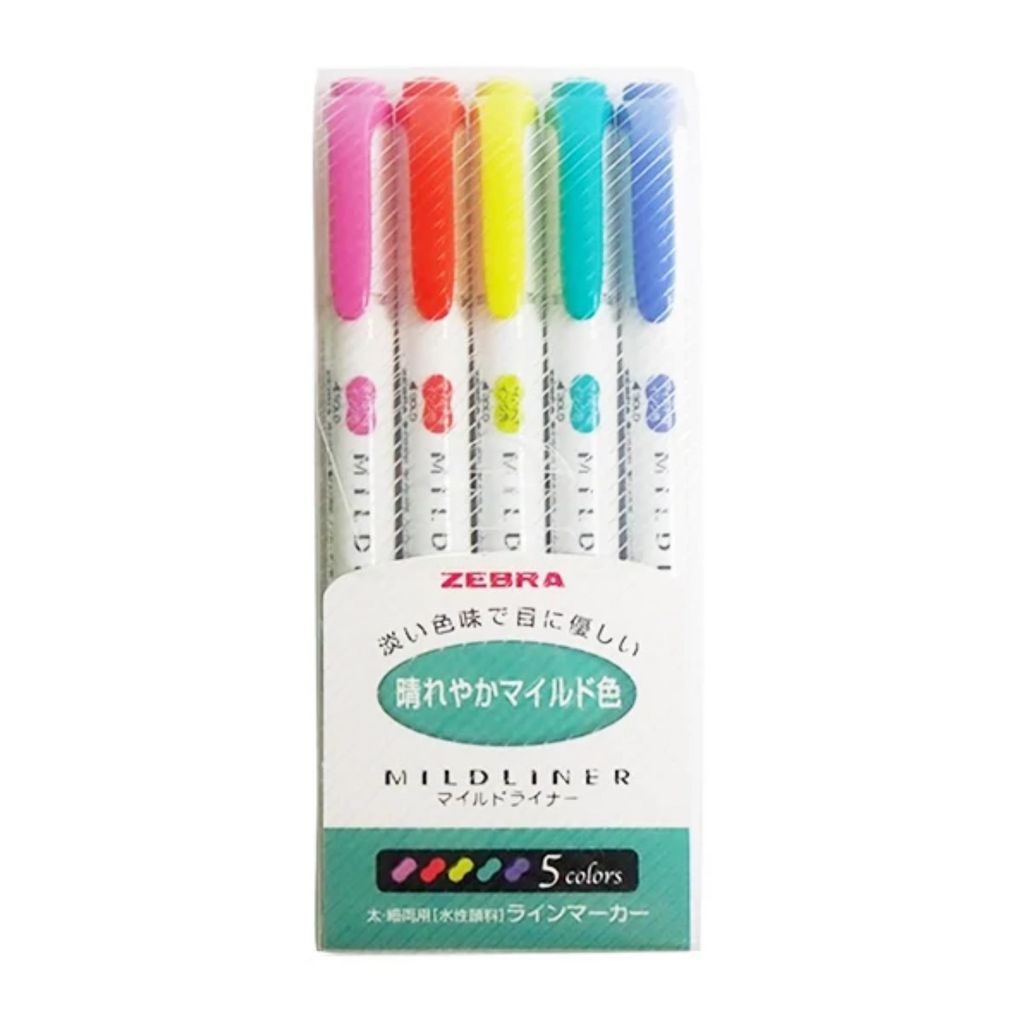 Zebra Mildliner Highlighter Markers Elegant Colors WKT7-5C-NC-N – Japanese  Taste