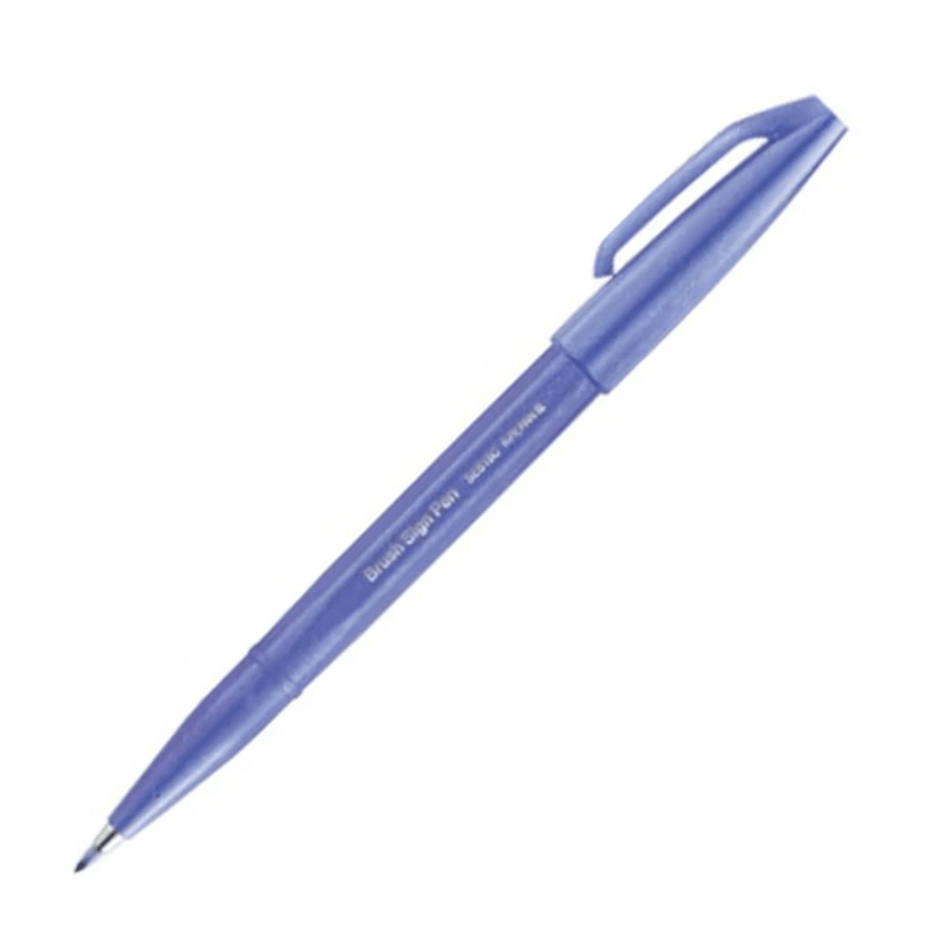 Pentel Fude Touch Brush Sign Pen - Long Life Design Award - 12 New Colors Blue Violet - PENTEL SES15C - V2 - IRO
