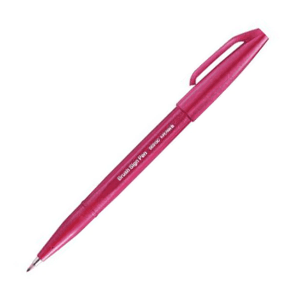 Pentel Fude Touch Brush Sign Pen - Long Life Design Award - 12 New Colors Burgundy - PENTEL SES15C - B2 - IRO