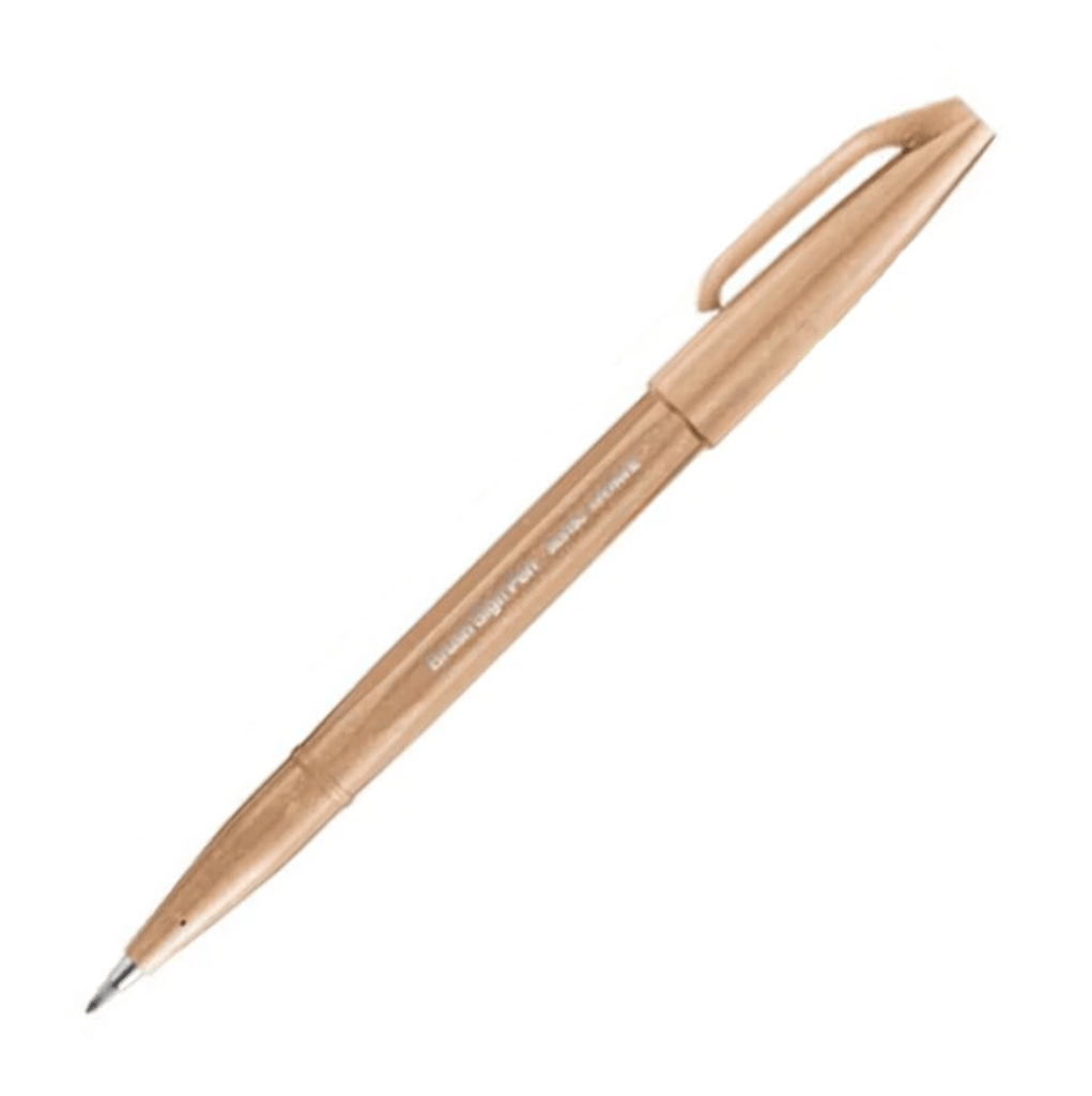 Pentel Fude Touch Brush Sign Pen - Long Life Design Award - 12 New Colors Pale Brown - PENTEL SES15C - E2 - IRO