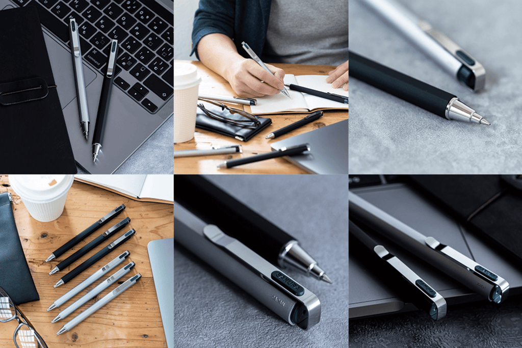 Sakura Ballsign iD PLUS Gel Pen - 0.5 mm - Black Matte / White Metal Pure Black - SAKURA GBR35549 - IRO