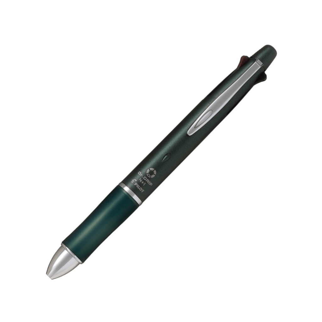 Pilot 4+1 Dr. Grip (Acroball Smooth 0.5 Ballpoint +0.5 Mechanical) Multi Pen Ash Metal Olive - PILOT BKHDF - 1SEF - AOL - IRO