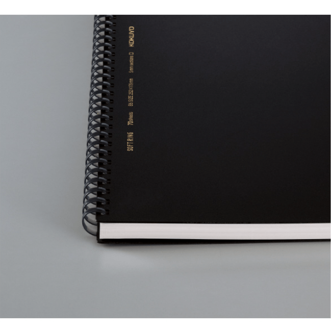 Kokuyo BUSINESS Soft Ring Notebook - Black - Tear Off - Thicker 70 sheets - Slim B5 - 6mm Lined - KOKUYO SU- SV407B - D - IRO