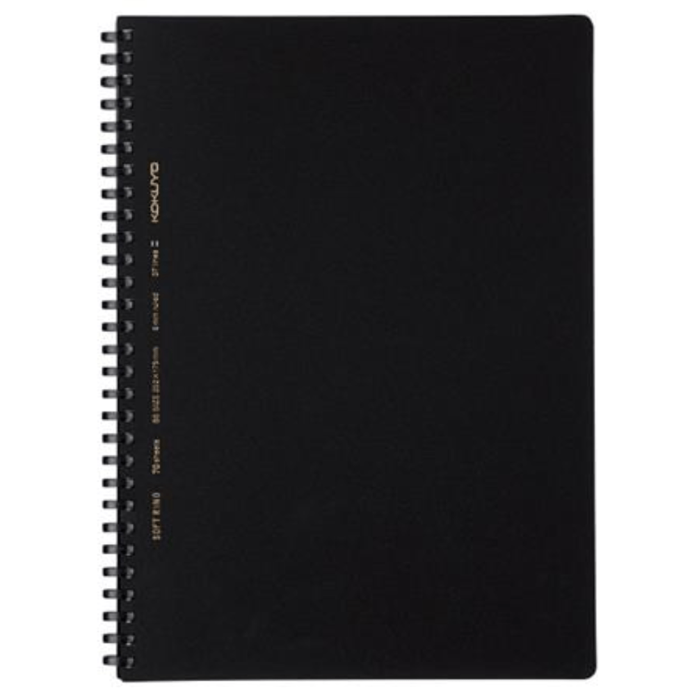 Kokuyo BUSINESS Soft Ring Notebook - Black - Tear Off - Thicker 70 sheets - Slim B5 - 6mm Lined - KOKUYO SU- SV407B - D - IRO