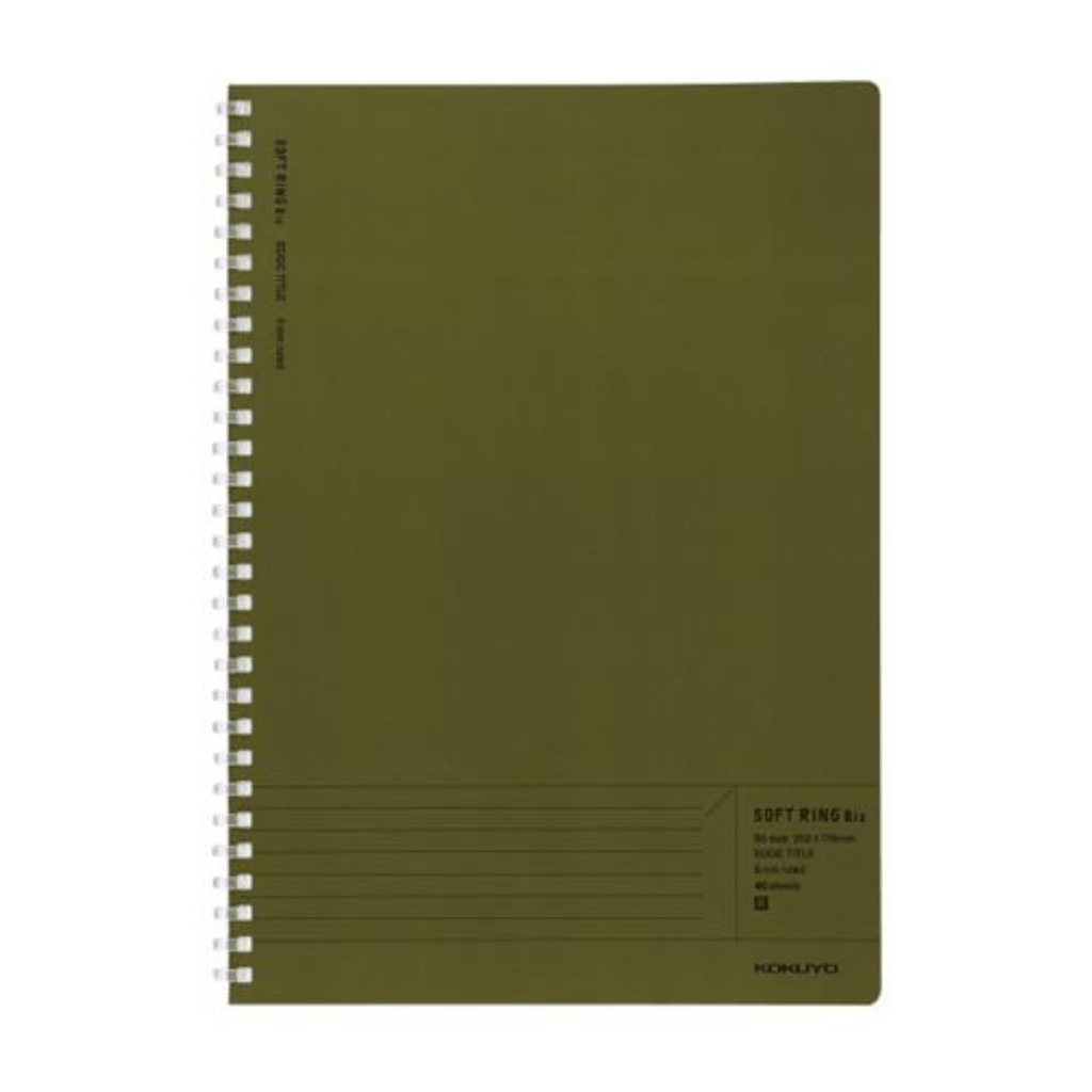 Kokuyo Soft Ring Biz Edge Title Notebook - Olive Green - 40 sheets - Slim B5 - 6mm Lined - KOKUYO SU - SJ201B - G - IRO